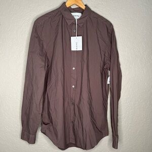 NWT Frame Denim Men's Dark Brown Casual Cotton Shirt Sz XL